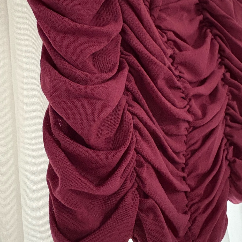 Elegant Burgundy Ruched Blouse